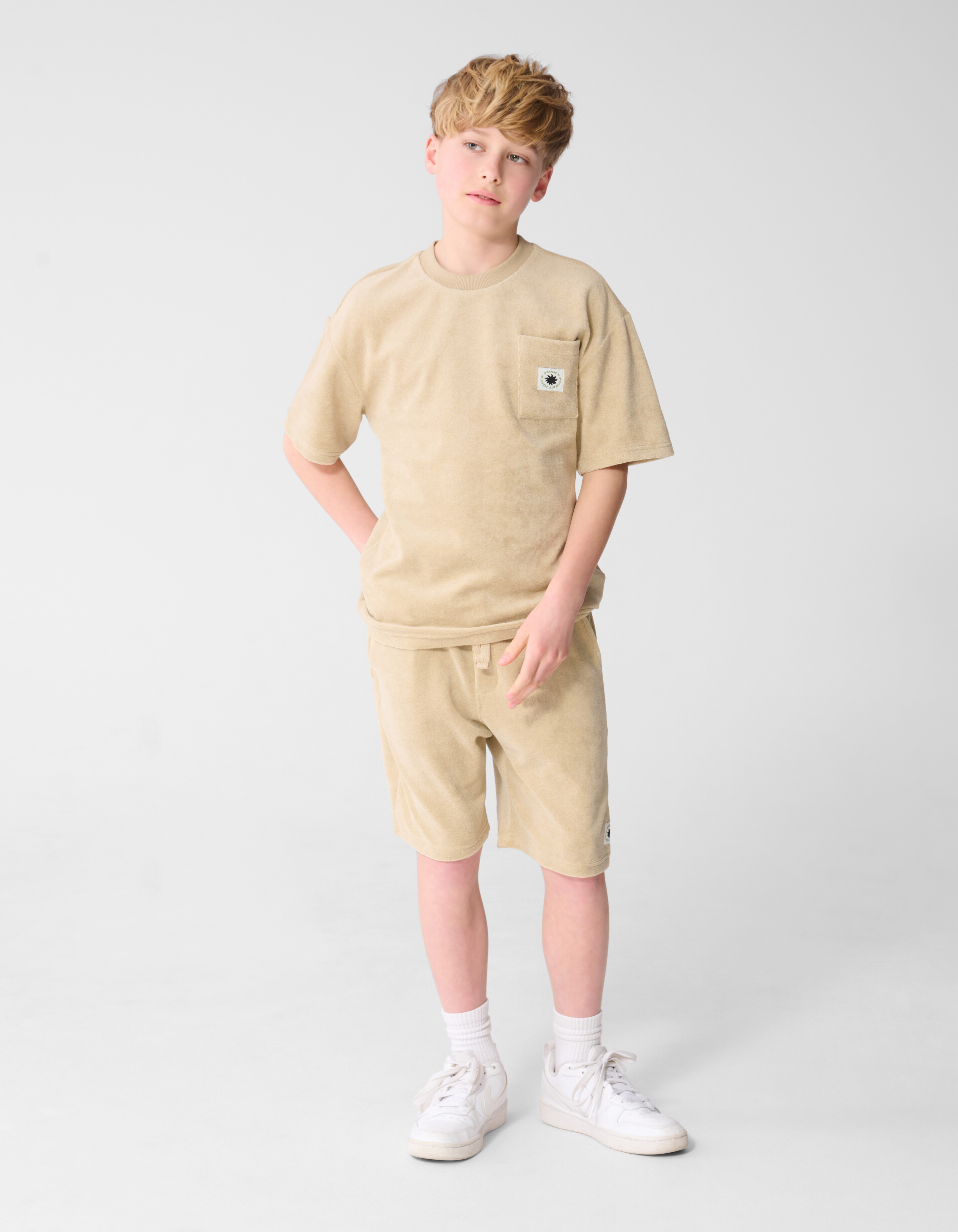 Frottee Relaxed Fit Shorts Beige SHOEBY BOYS