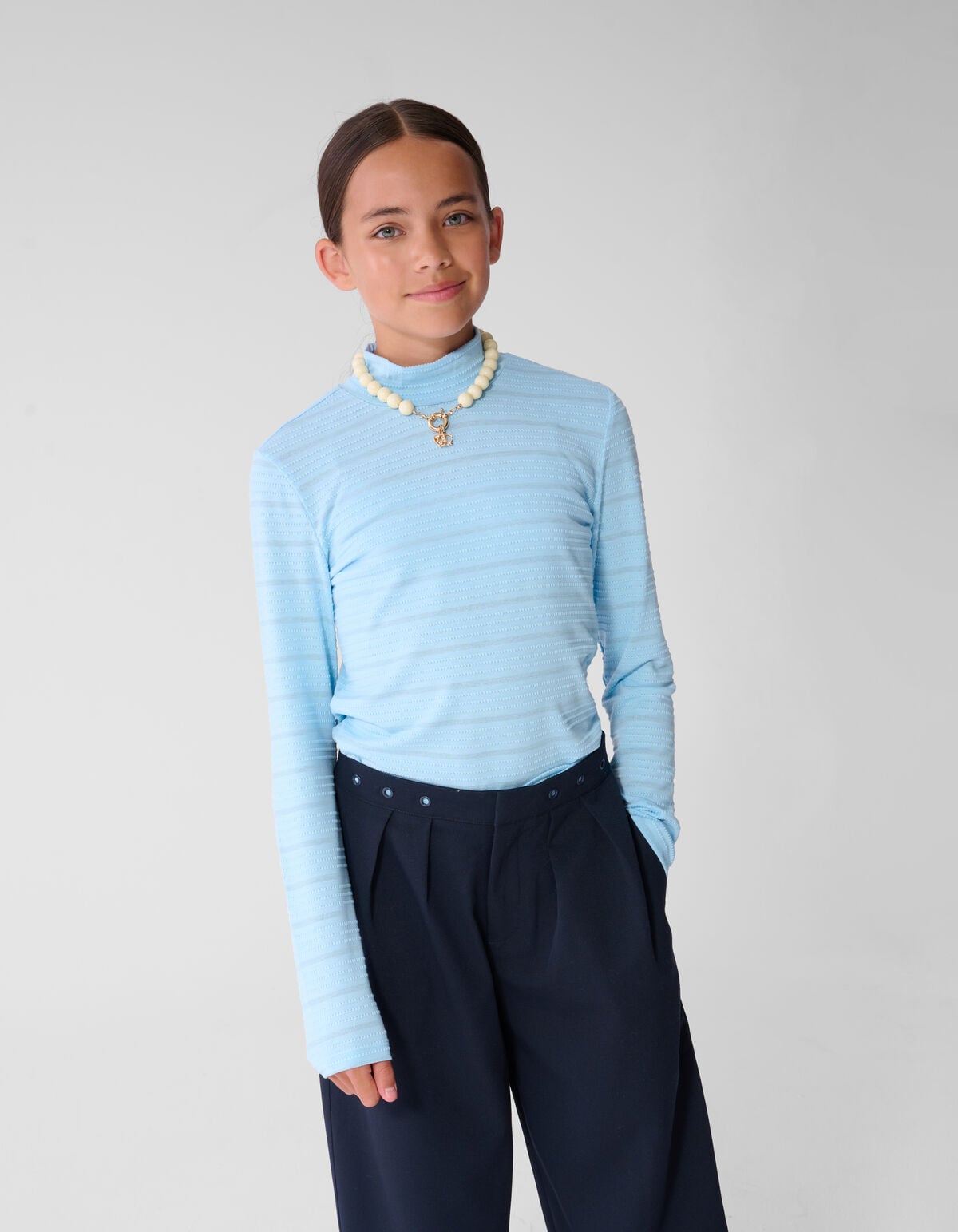 Lurex Langarmshirt Hellblau SHOEBY GIRLS