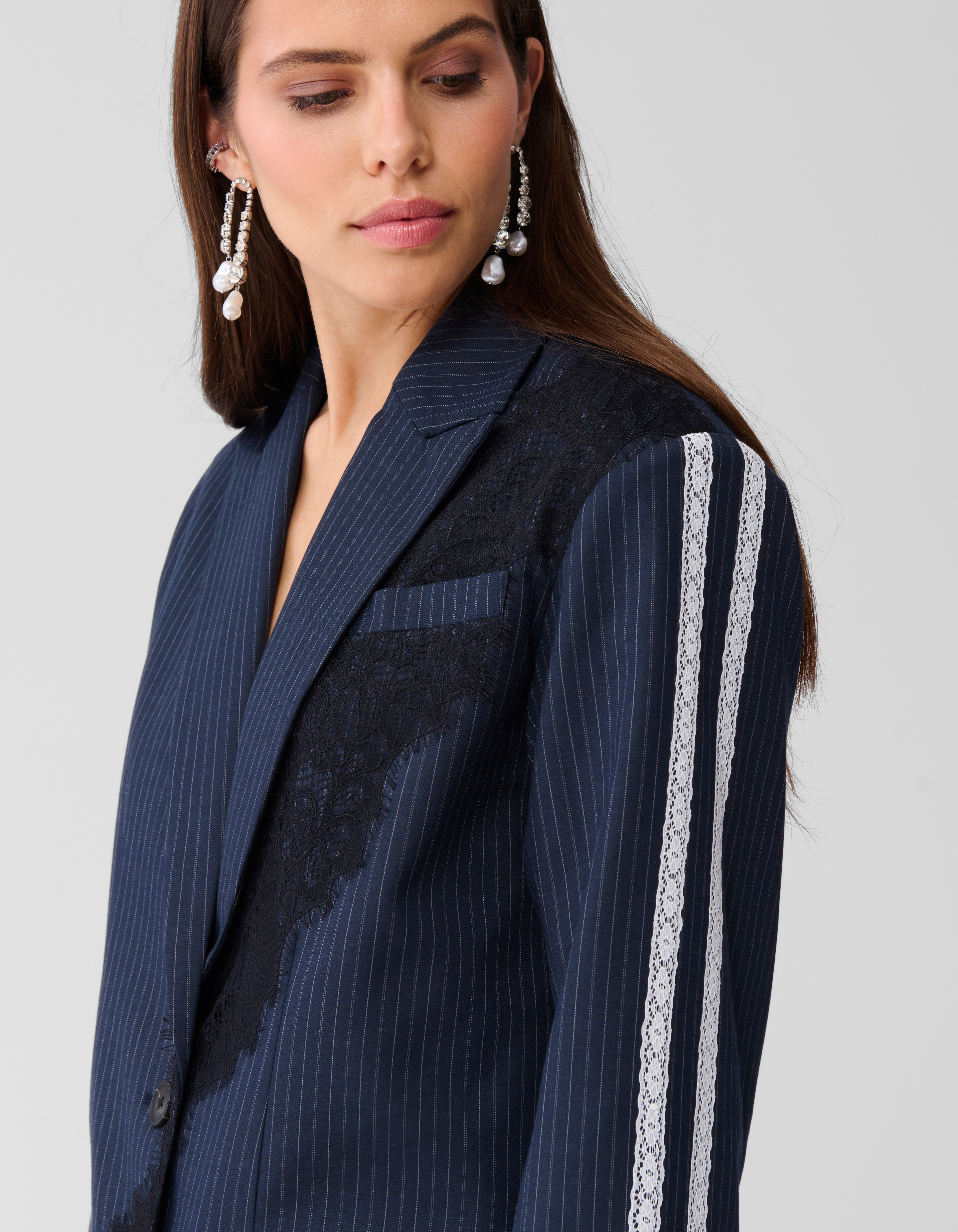 Übergroßer Blazer aus Spitze Dunkelblau SHOEBY WOMEN