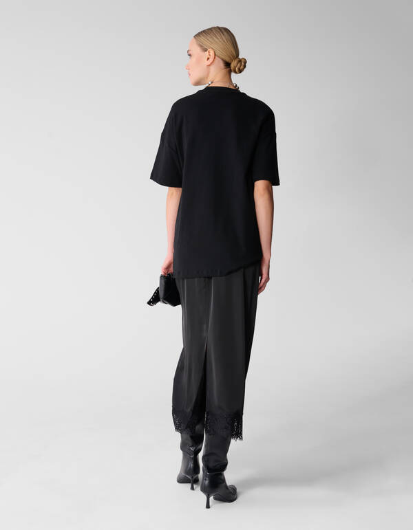 Kante Satin Maxi Rock Schwarz SHOEBY WOMEN