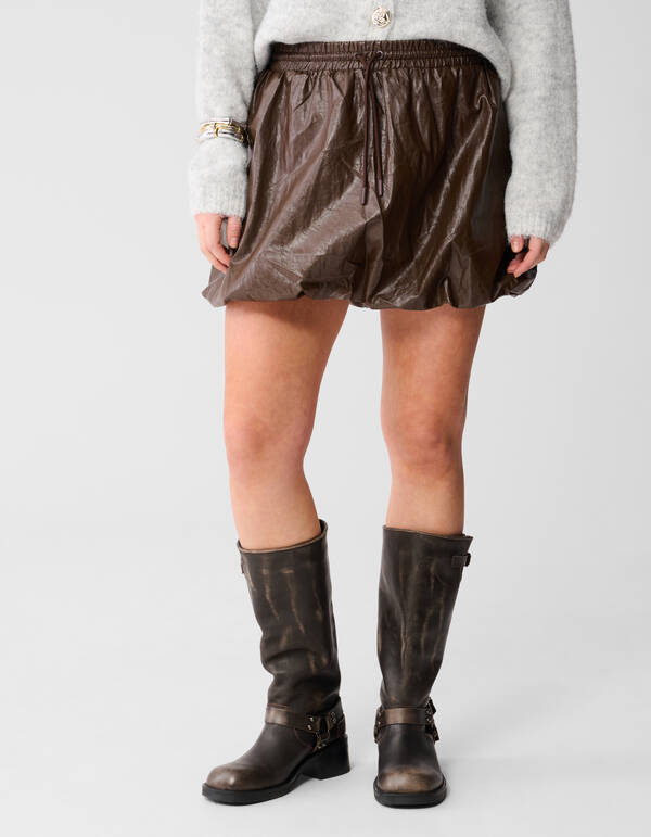 Vegan Leder Balloon Fit Minirock Braun SHOEBY WOMEN