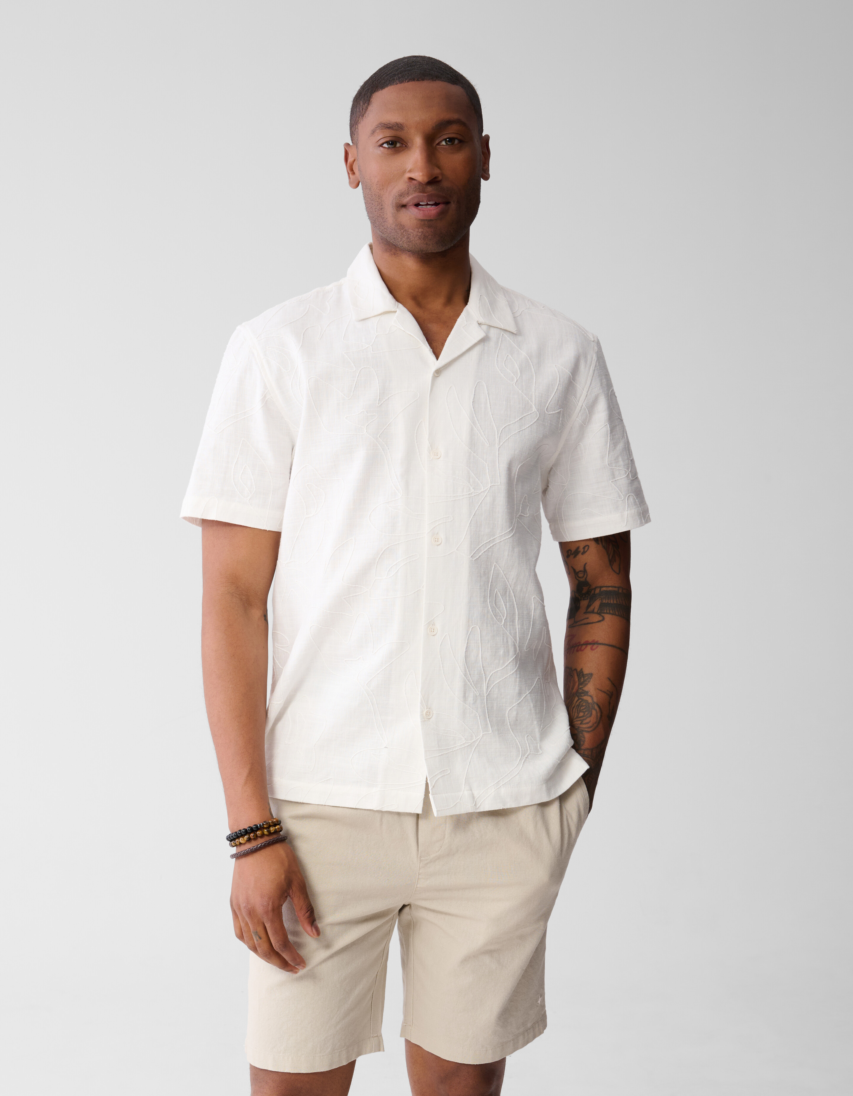 Blume Struktur Shirt Off White SHOEBY MEN
