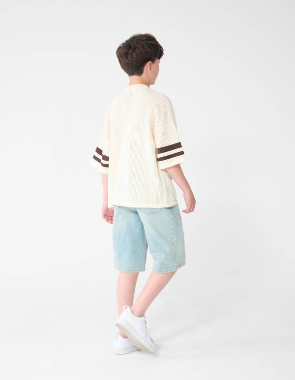 Sportliches Mesh-T-Shirt in Gebrochenwei&szlig; SHOEBY BOYS