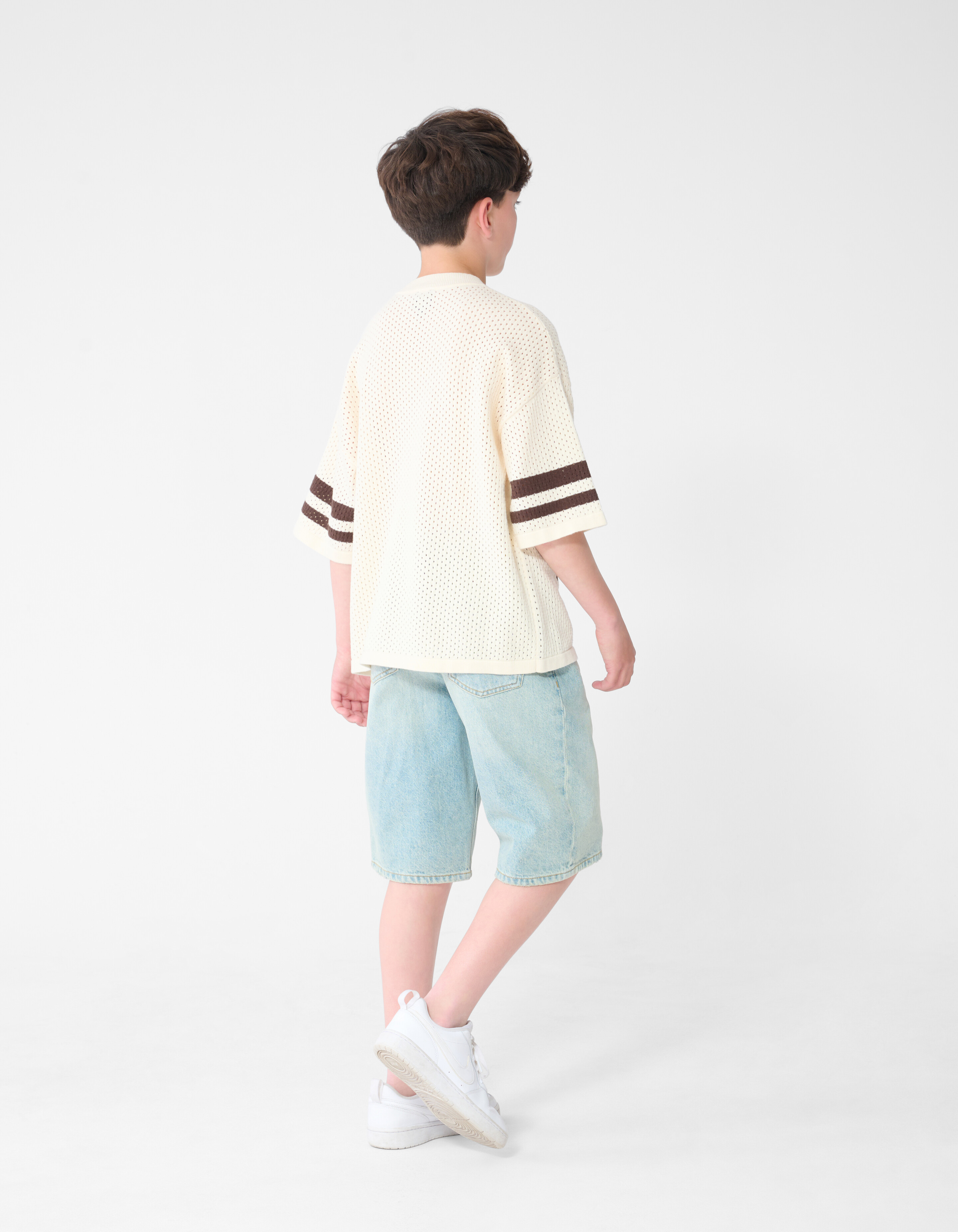 Sportliches Mesh-T-Shirt in Gebrochenwei&szlig; SHOEBY BOYS