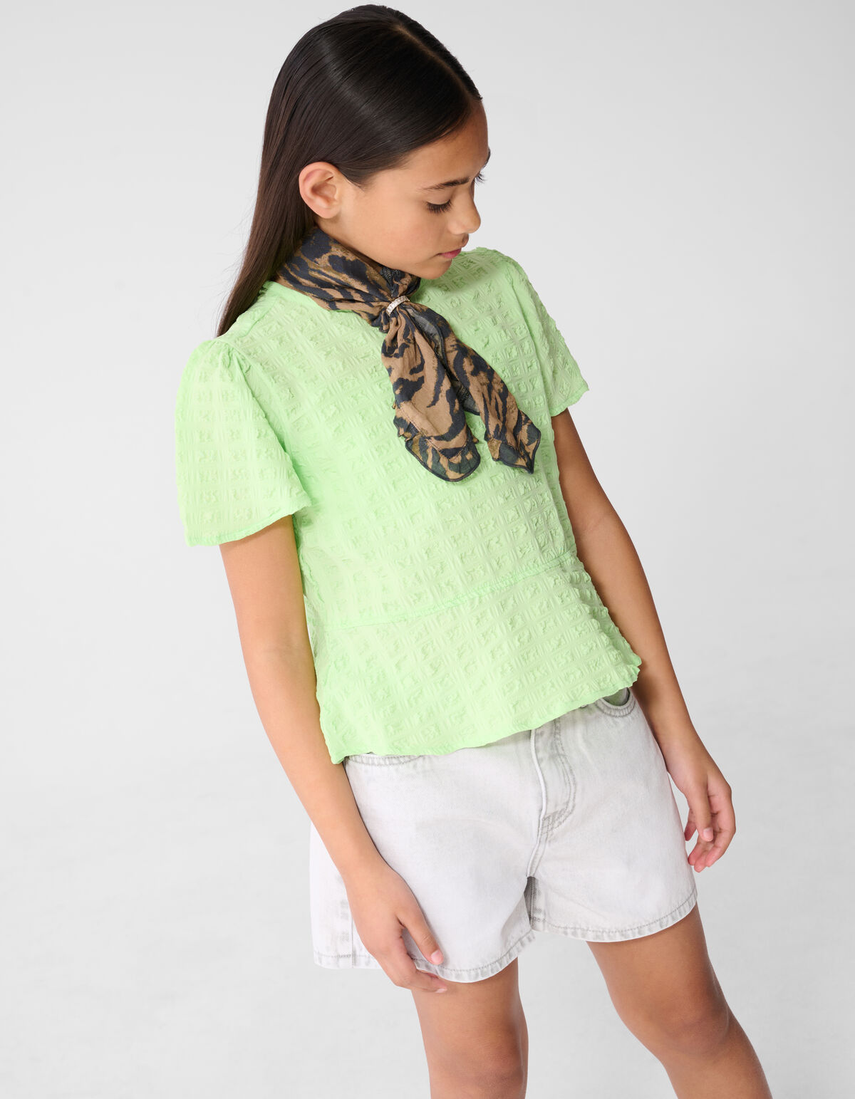 Crinkle-Peplum-Top Hellgr&uuml;n SHOEBY GIRLS
