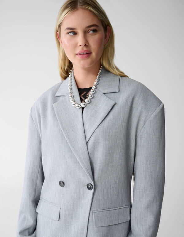 Oversized Shoulder Blazer Hellgrau SHOEBY WOMEN