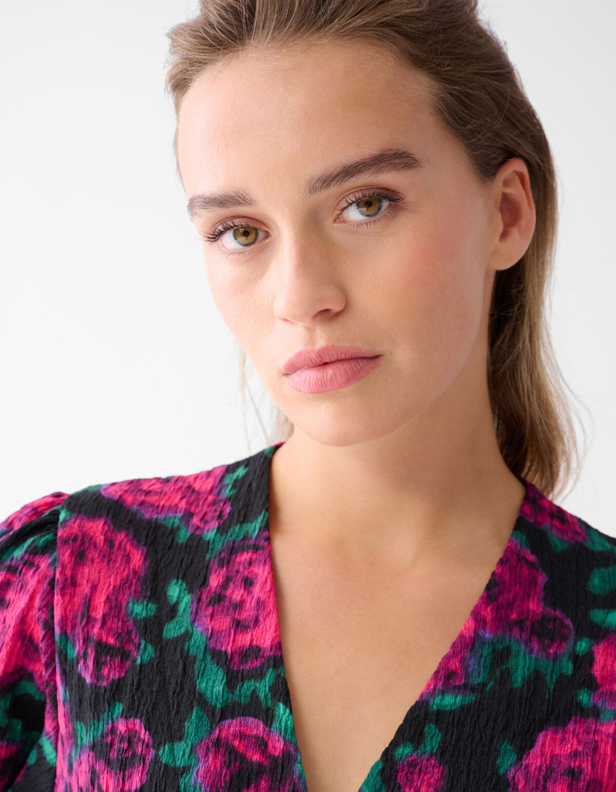 Bedrucktes Crinkle-Kleid Schwarz SHOEBY WOMEN