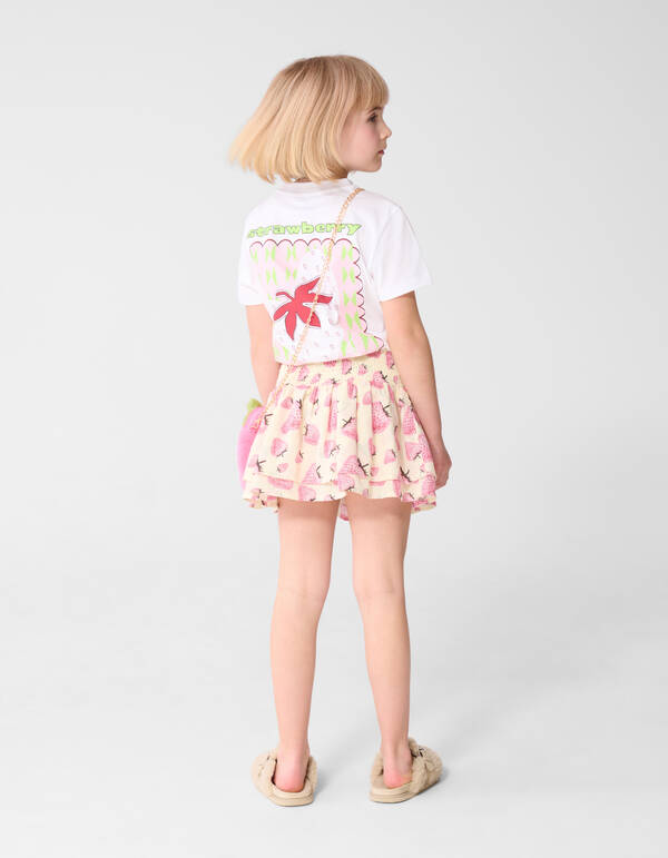 Erdbeerprint Minirock Gebrochen Wei&szlig; SHOEBY GIRLS