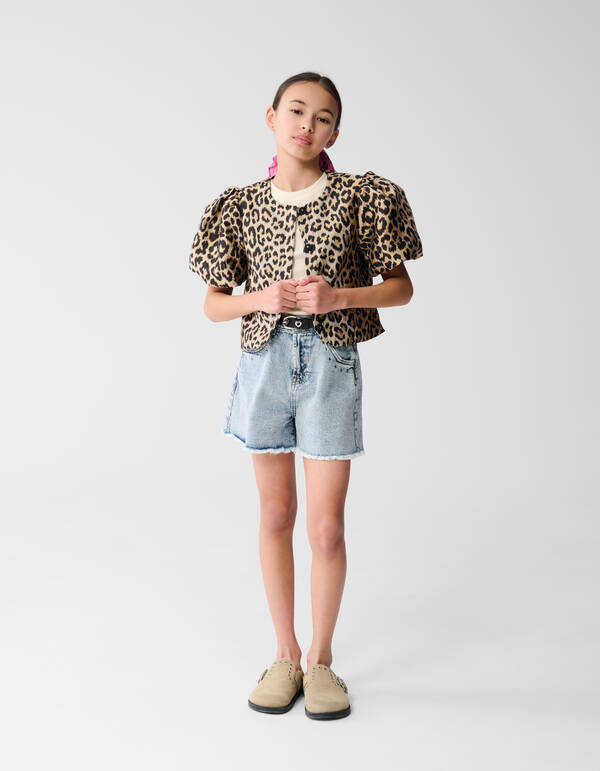Leopard Puff&auml;rmel Blazer Hellbraun SHOEBY GIRLS