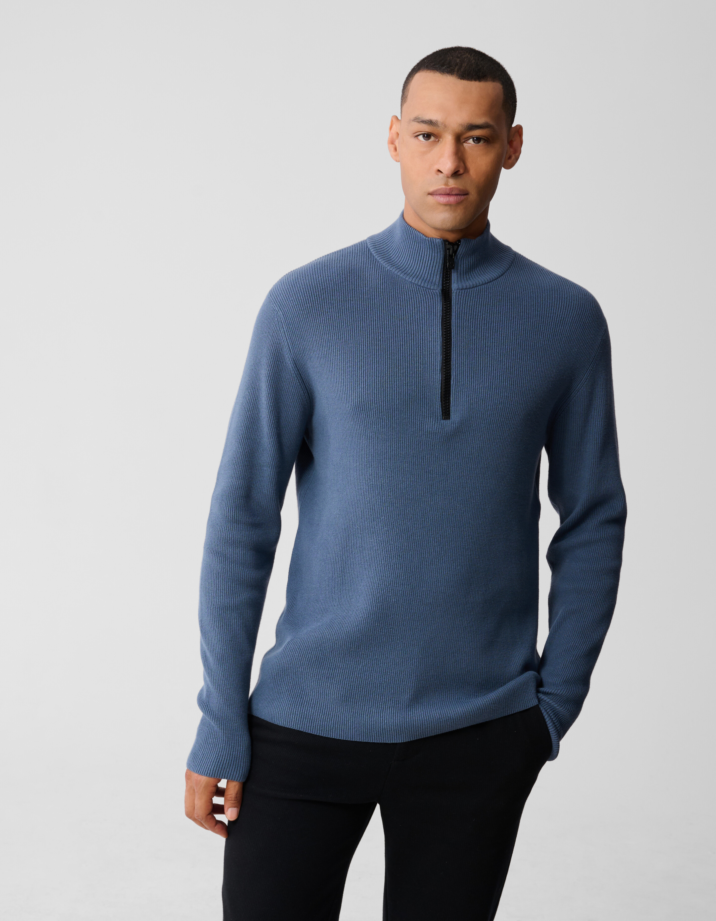 Strickpullover mit halbem Rei&szlig;verschluss Blau SHOEBY MEN