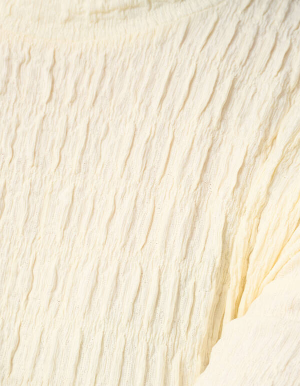 Struktur Langarmshirt Top Gebrochen Wei&szlig; SHOEBY WOMEN