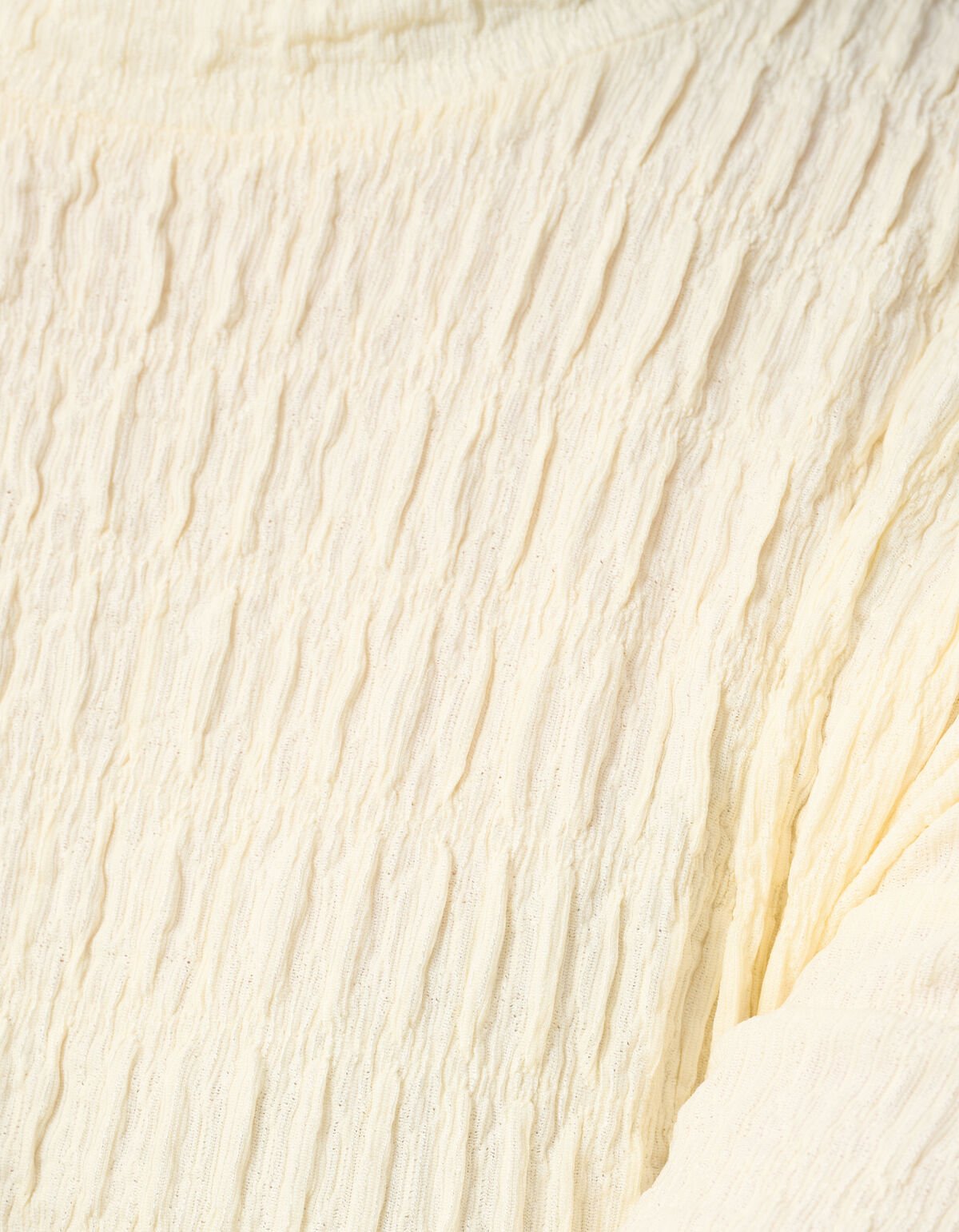 Struktur Langarmshirt Top Gebrochen Wei&szlig; SHOEBY WOMEN