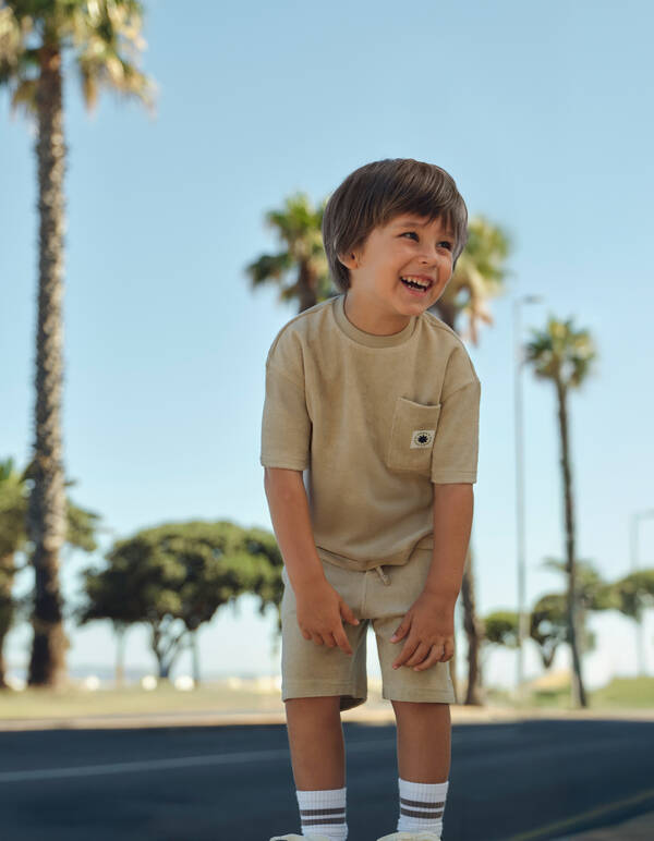 Frottee Relaxed T-Shirt Beige SHOEBY BOYS