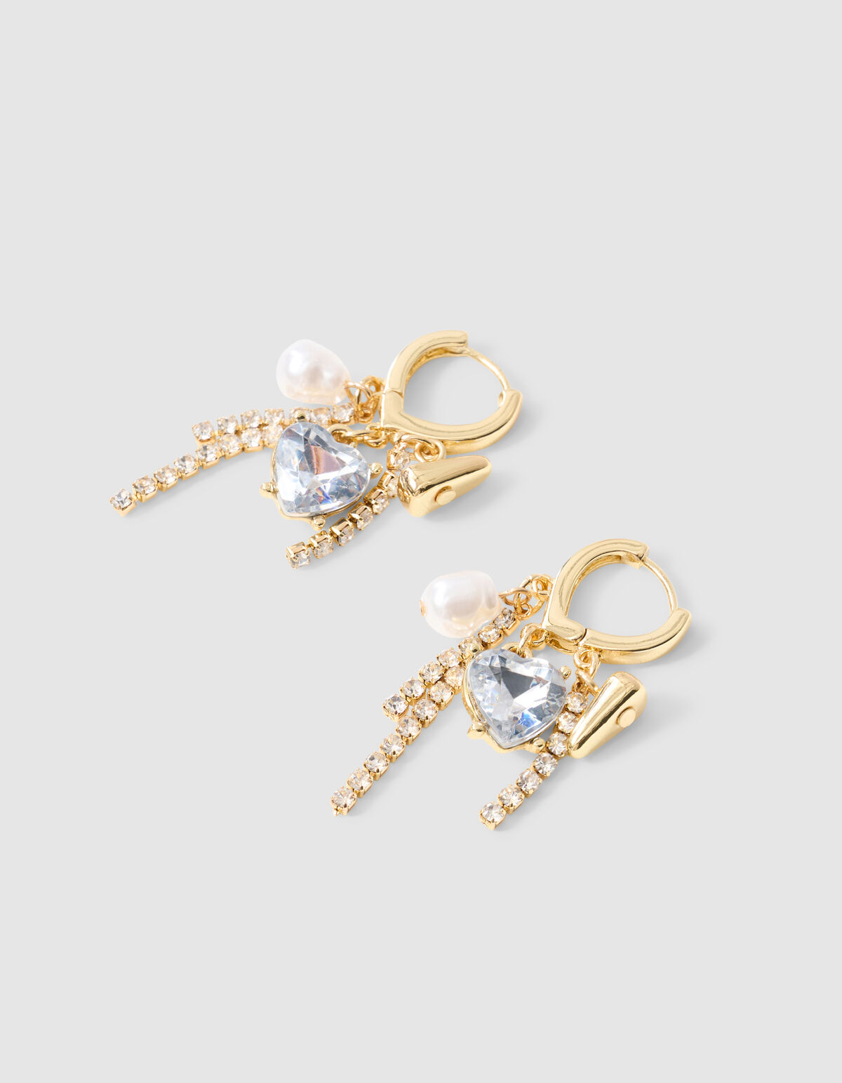 Strass Herz Ohrringe Gold SHOEBY ACCESSOIRES