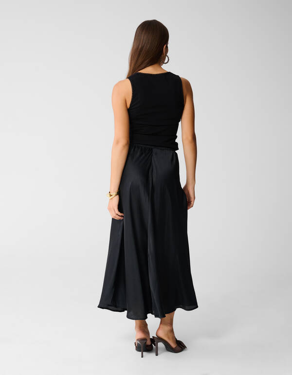 Satinstoff Maxi Rock Schwarz SHOEBY WOMEN