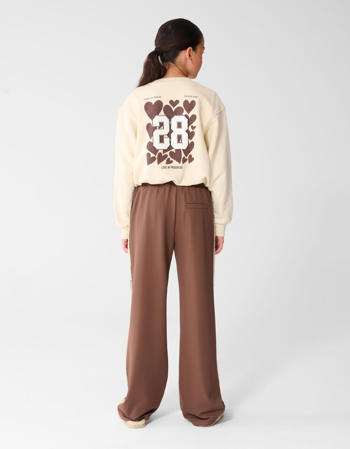 Ruffle Tape Wide Leg Fit Broek Bruin SHOEBY GIRLS