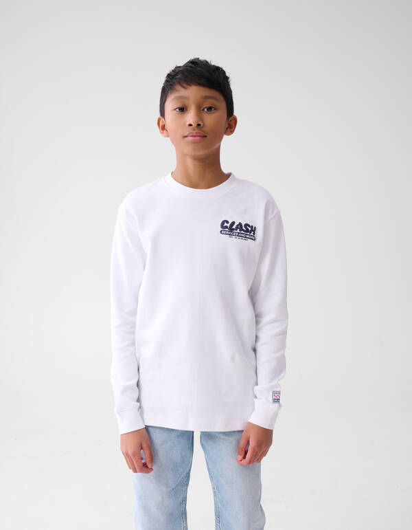 Text-Langarm-T-Shirt Wei&szlig; SHOEBY BOYS
