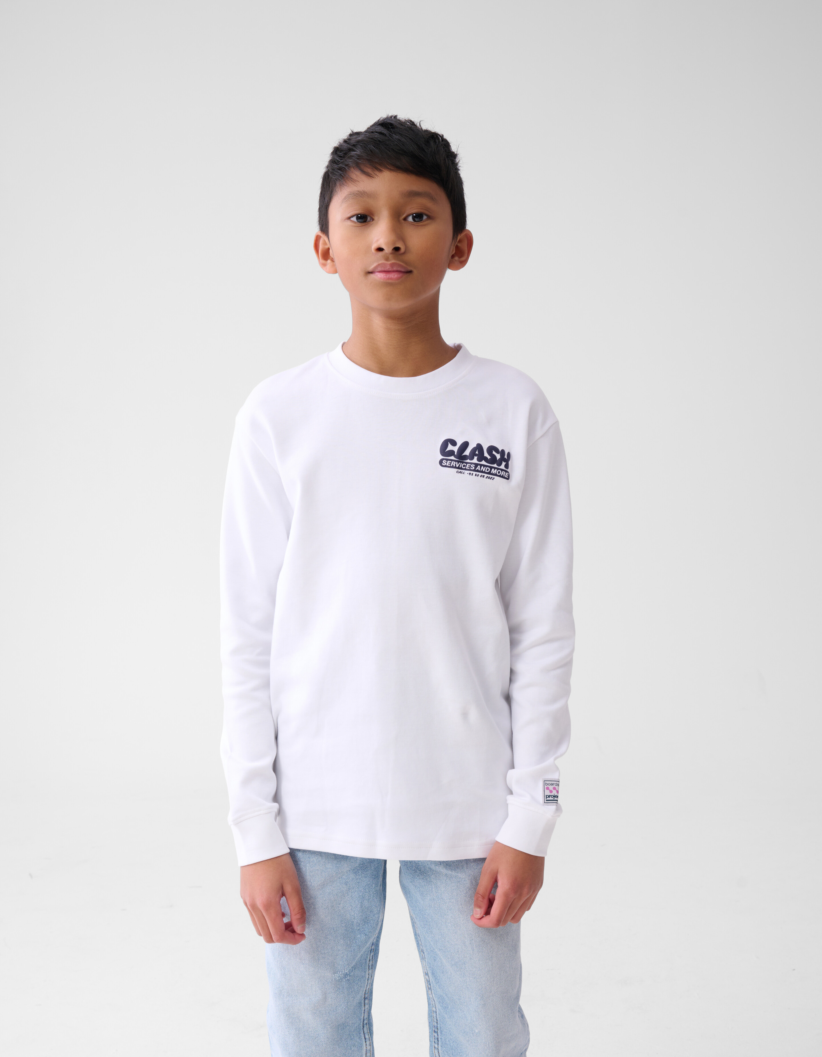 Text-Langarm-T-Shirt Wei&szlig; SHOEBY BOYS