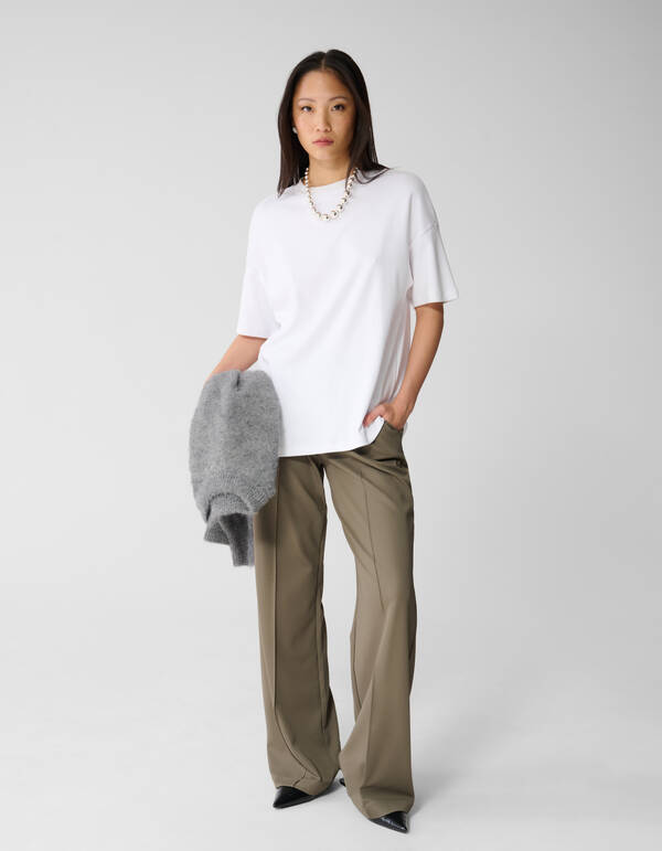 Basic Wide Leg Hose Dunkelgr&uuml;n SHOEBY WOMEN