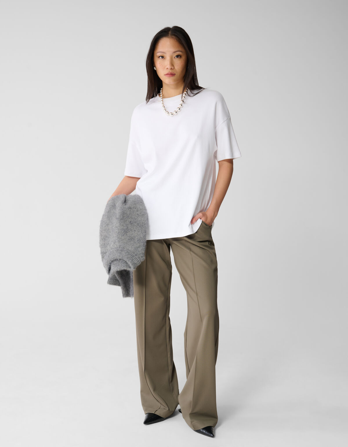 Basic Wide Leg Hose Dunkelgr&uuml;n SHOEBY WOMEN