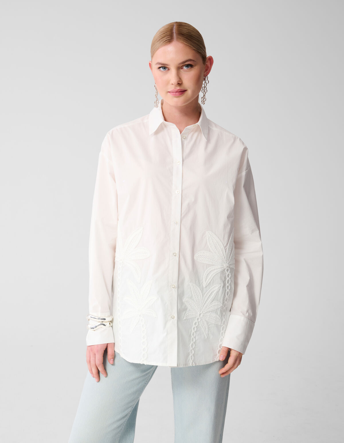 Palm Artwork Bluse Wit SHOEBY WOMEN