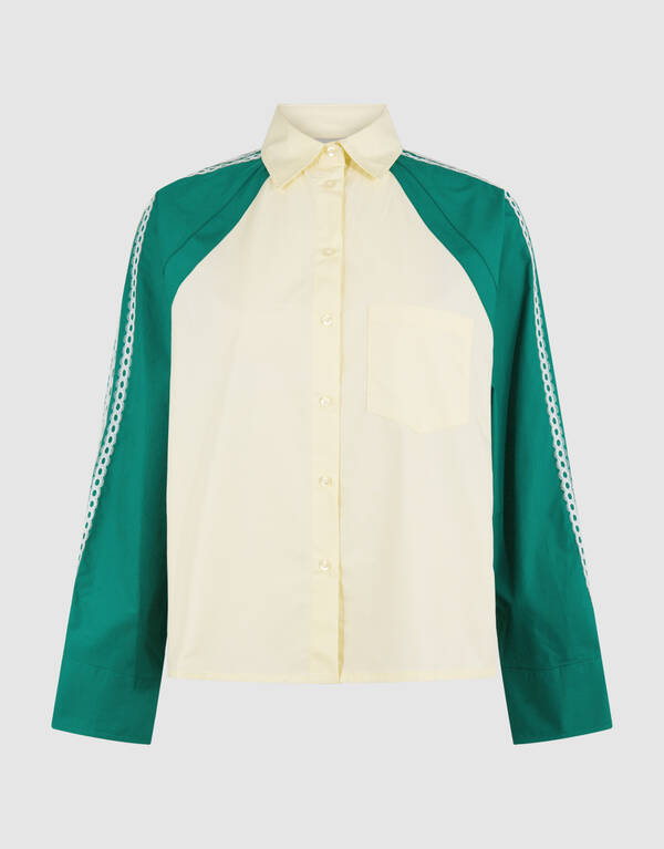 Popeline-Bluse mit Bindeband Hellgelb SHOEBY WOMEN