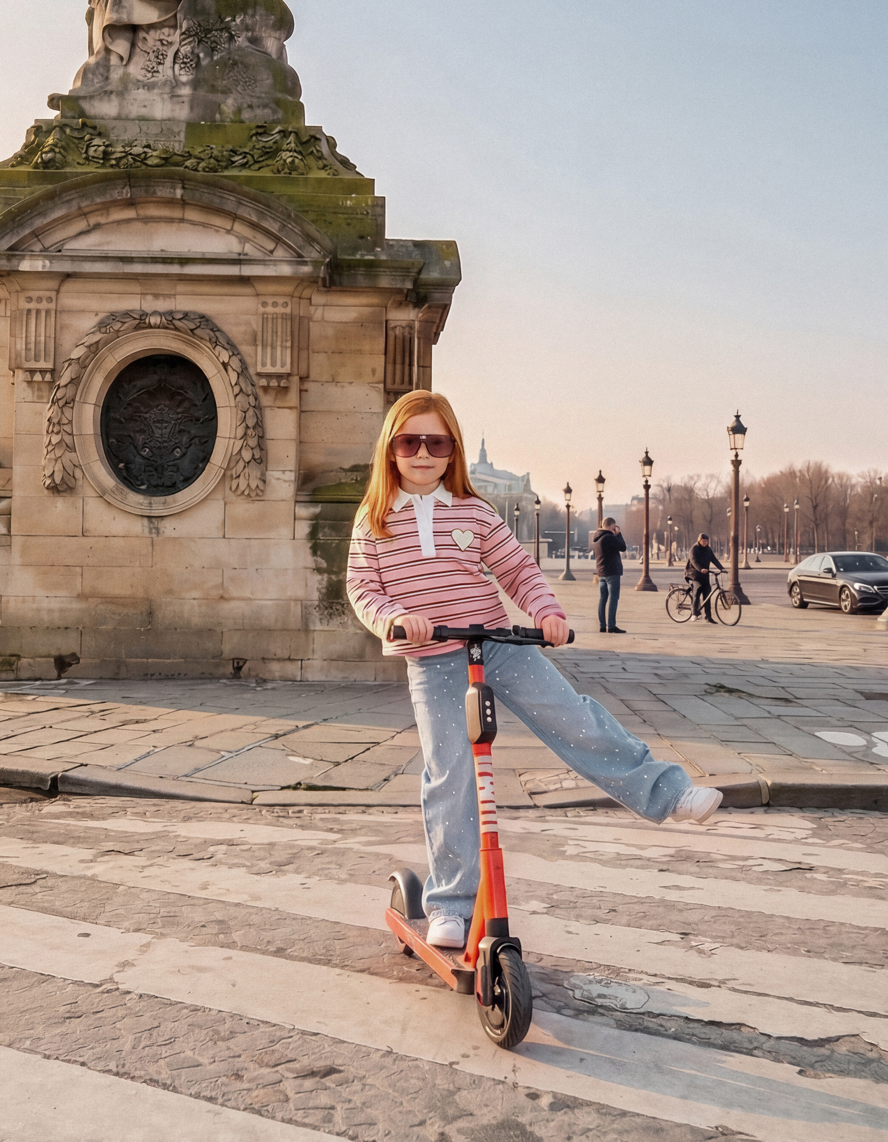 Gestreiftes Langarm-Polohemd Rot/Rosa SHOEBY GIRLS