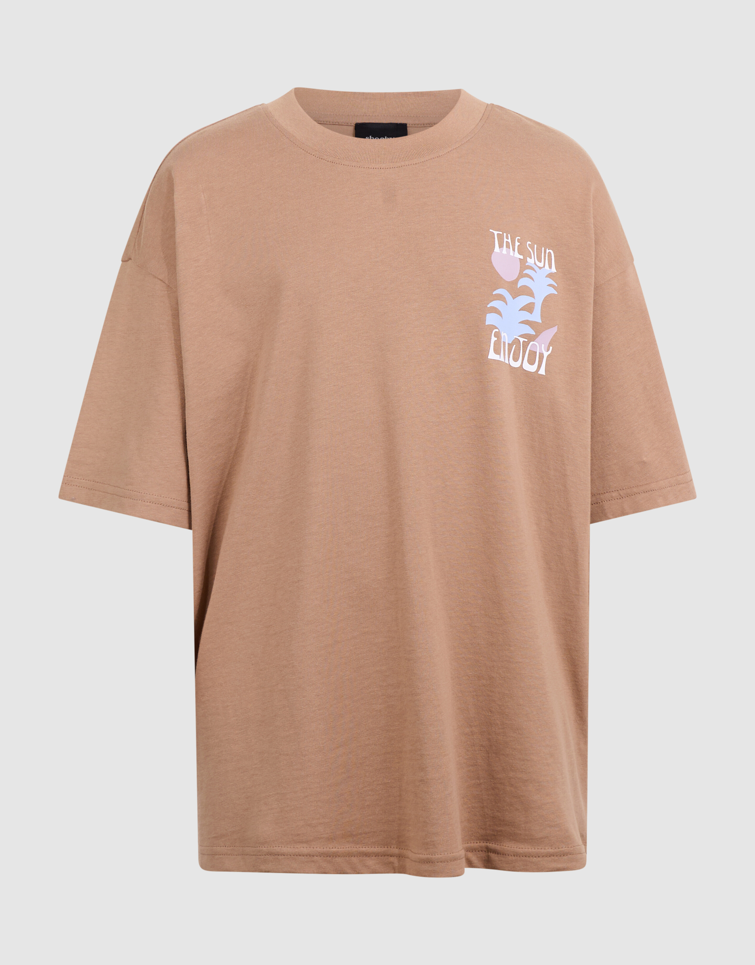 Oversized Sonnenkunst-T-Shirt Hellbraun SHOEBY BOYS