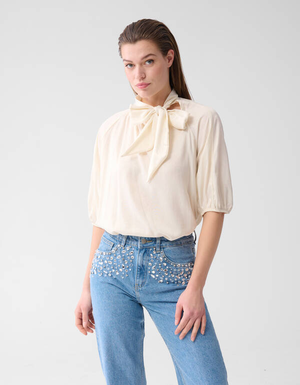 Glänzende Bluse Off White SHOEBY WOMEN