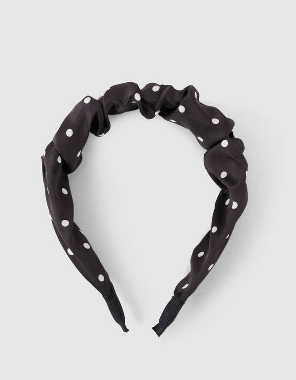 Polkadot gerafftes Haarband Schwarz SHOEBY ACCESSOIRES