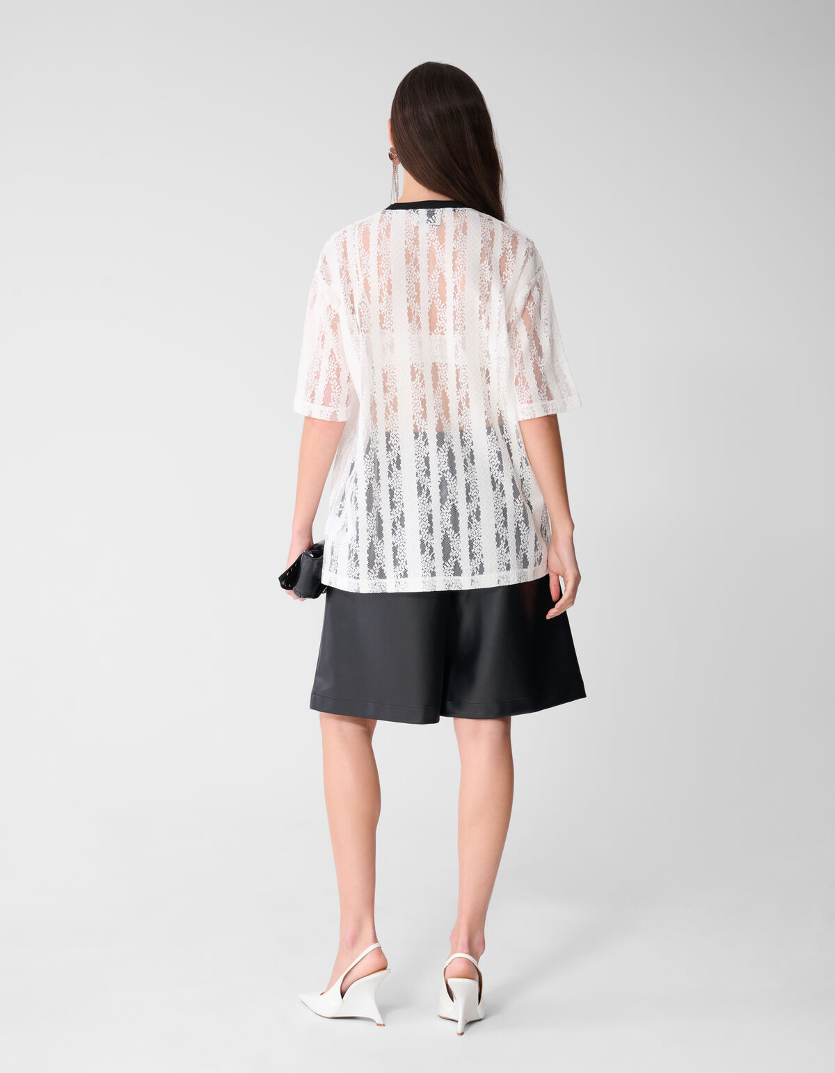 Oversized-T-Shirt mit Spitzenlabel Wei&szlig; SHOEBY WOMEN