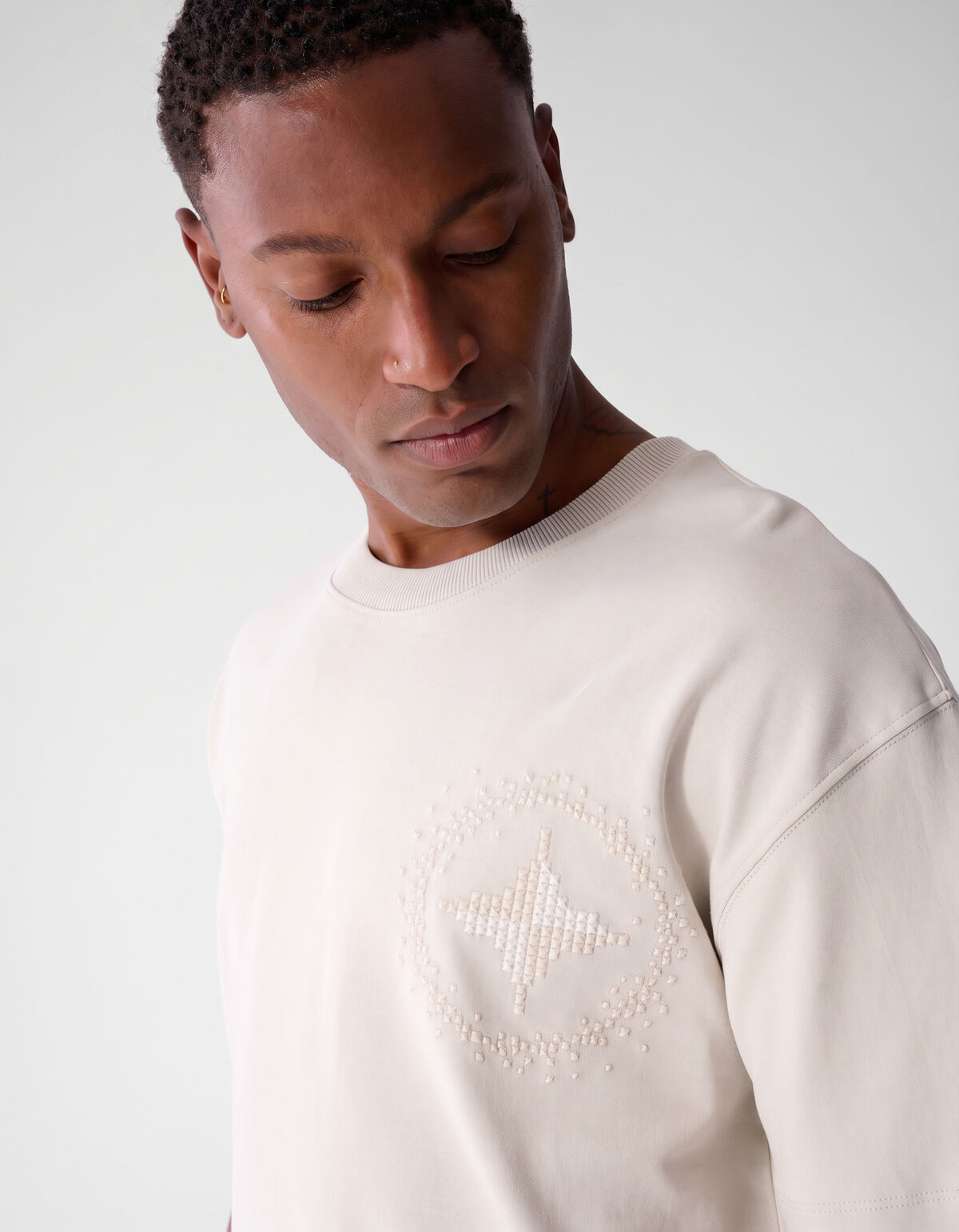Besticktes Logo-T-Shirt Beige SHOEBY MEN