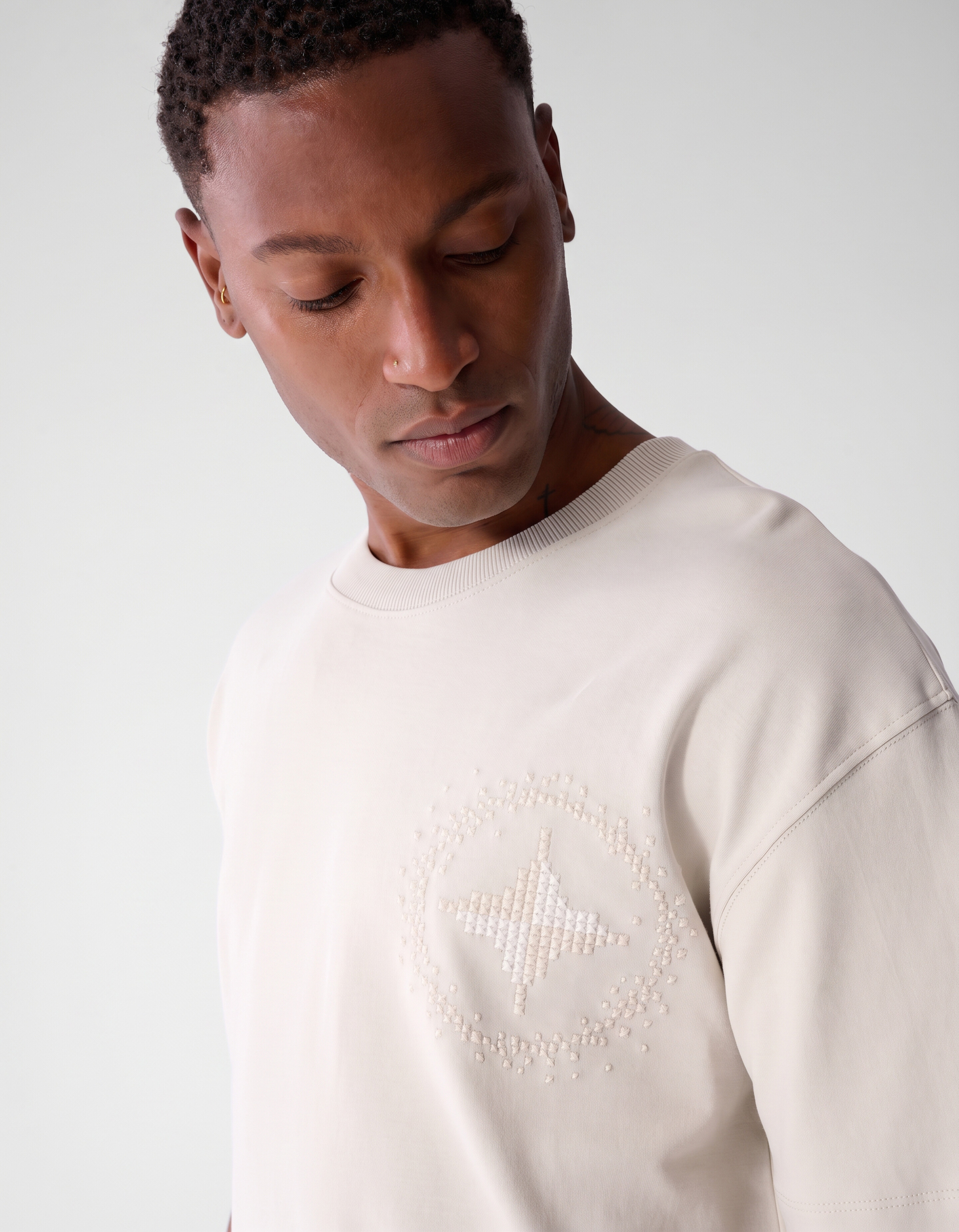 Besticktes Logo-T-Shirt Beige SHOEBY MEN