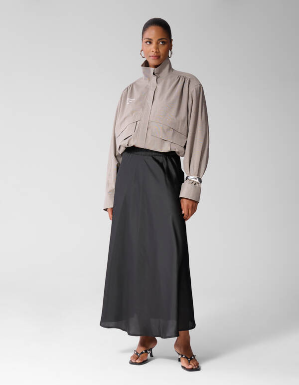 Satijnen Maxi Rok Zwart SHOEBY WOMEN