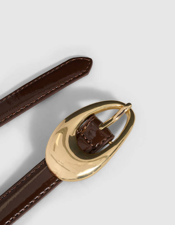 Lackleder G&uuml;rtel Dunkelbraun SHOEBY ACCESSOIRES