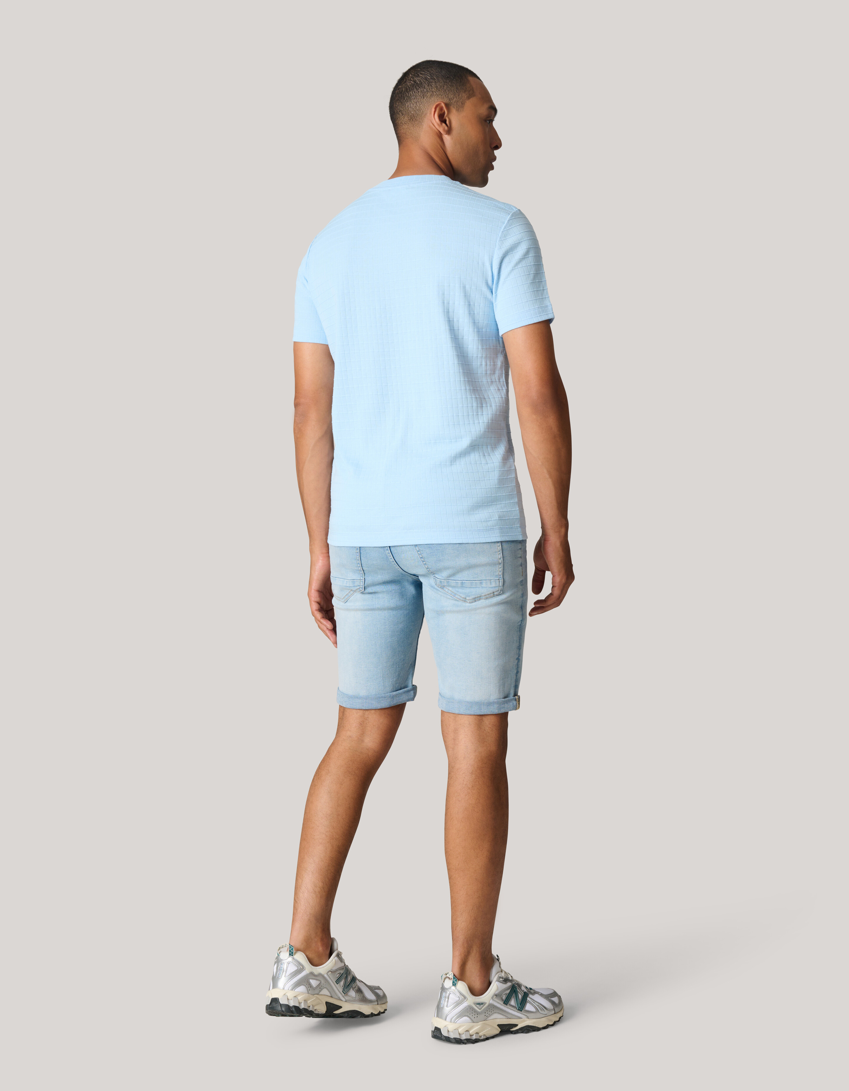 Struktur-T-Shirt Hellblau SHOEBY MEN