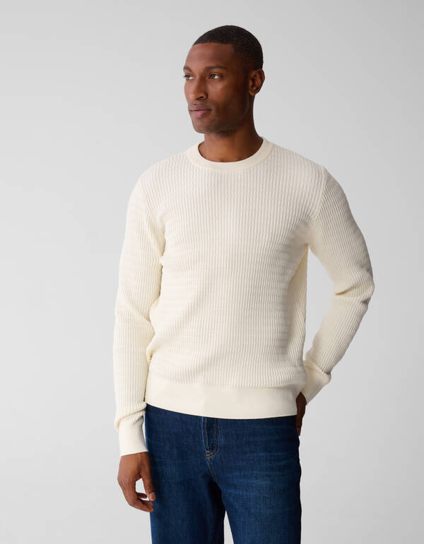 Strukturpullover gebrochenes Wei&szlig; SHOEBY MEN