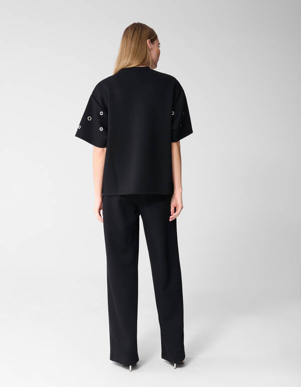 Eyelet Hose mit weitem Bein Schwarz SHOEBY WOMEN