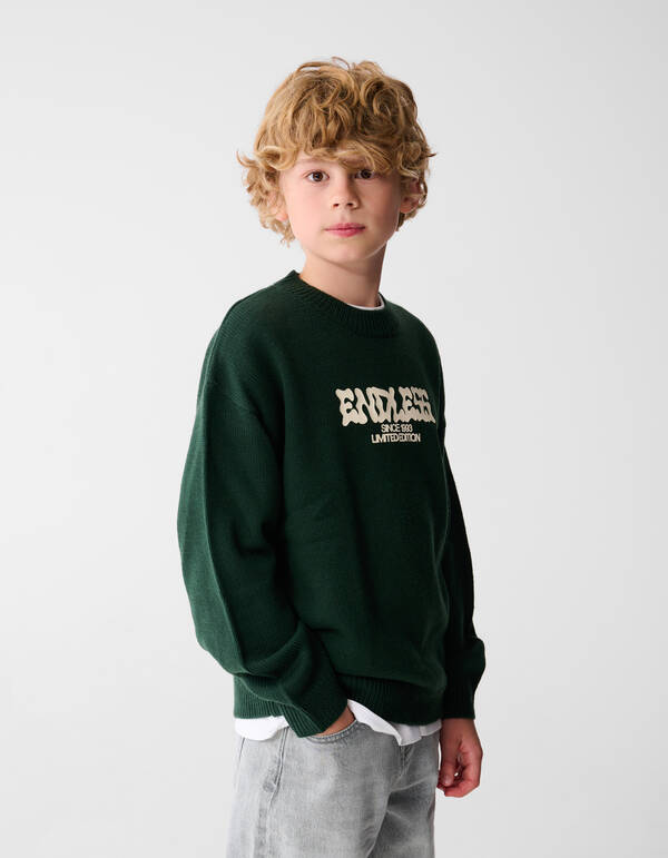 Endloser Strickpullover Dunkelgr&uuml;n SHOEBY BOYS