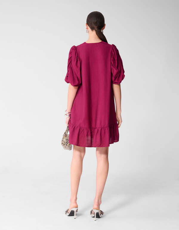 Mini-Kleid mit Puff&auml;rmeln Lila SHOEBY WOMEN