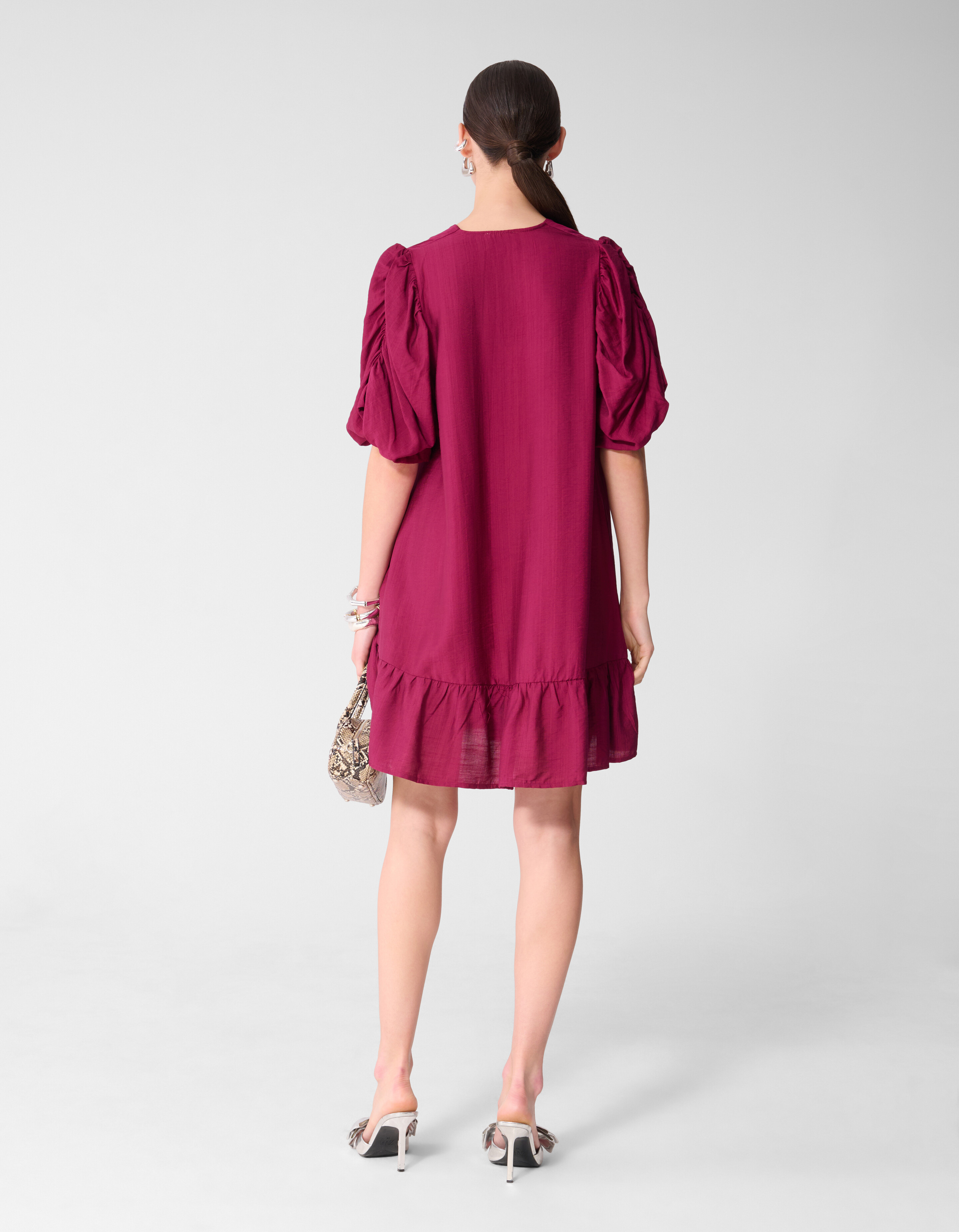 Mini-Kleid mit Puff&auml;rmeln Lila SHOEBY WOMEN