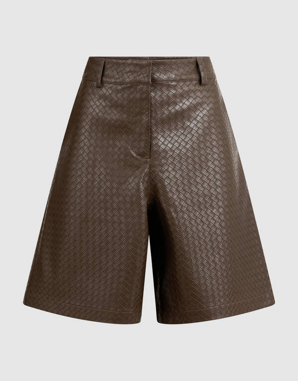 Vegane Leder-Shorts mit Flechtmuster Braun SHOEBY WOMEN