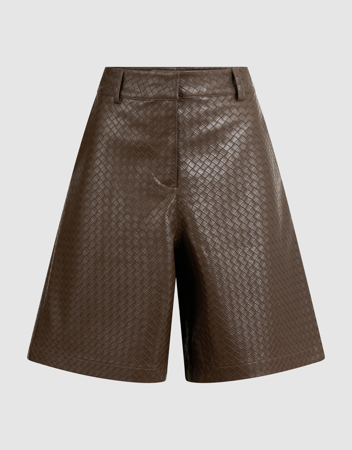 Vegane Leder-Shorts mit Flechtmuster Braun SHOEBY WOMEN