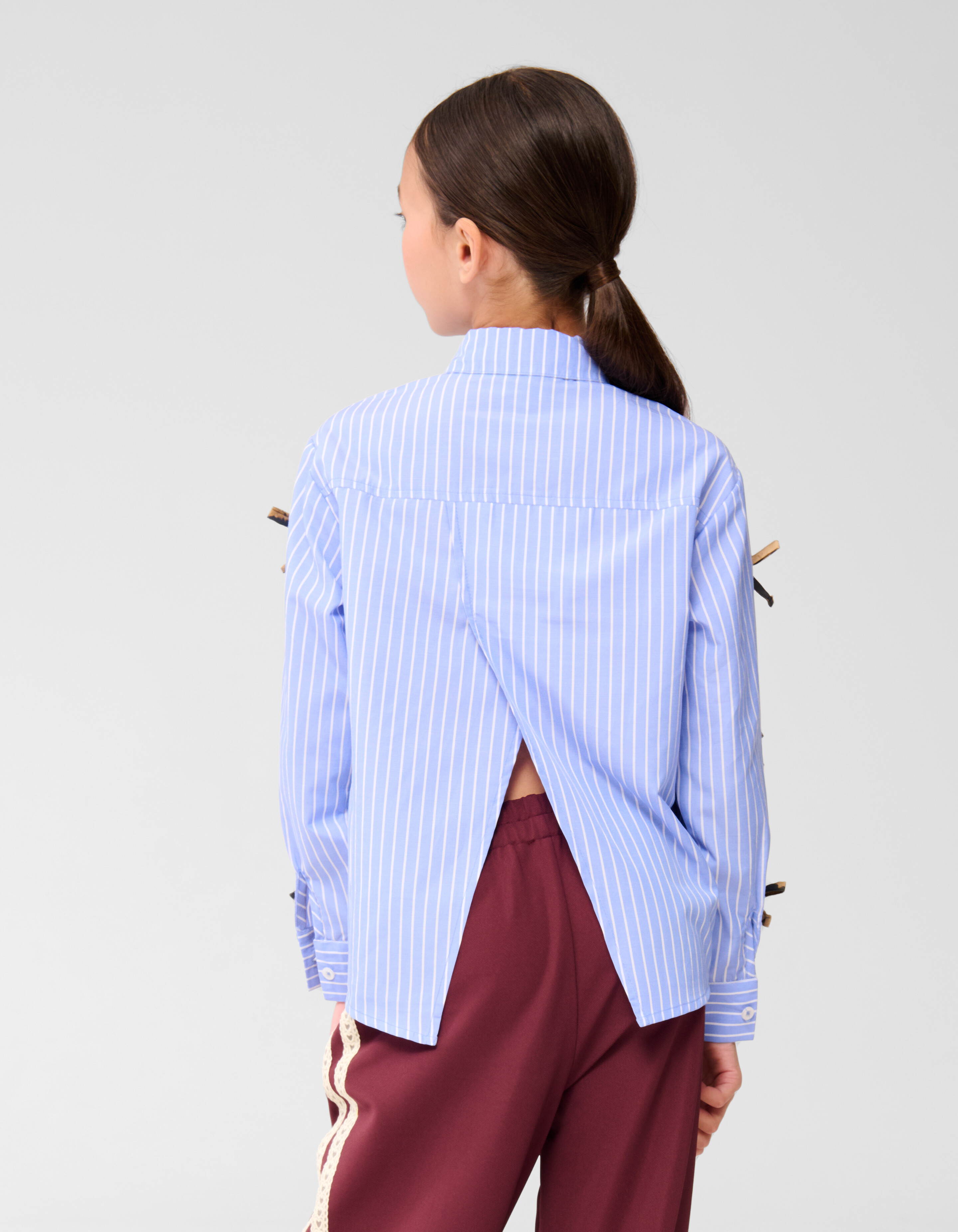 Gestreifte Bluse mit Schleife Blau SHOEBY GIRLS