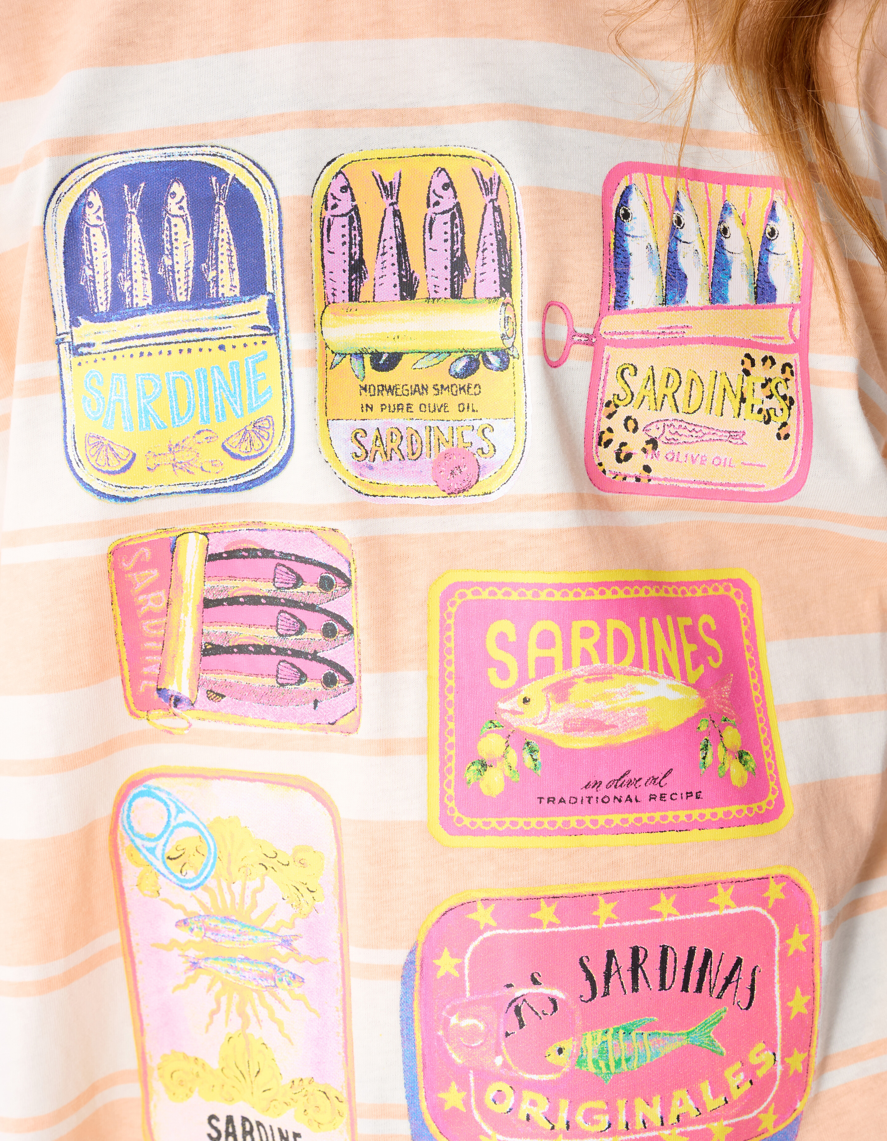 T-Shirt mit Sardinenmuster Hellorange SHOEBY GIRLS