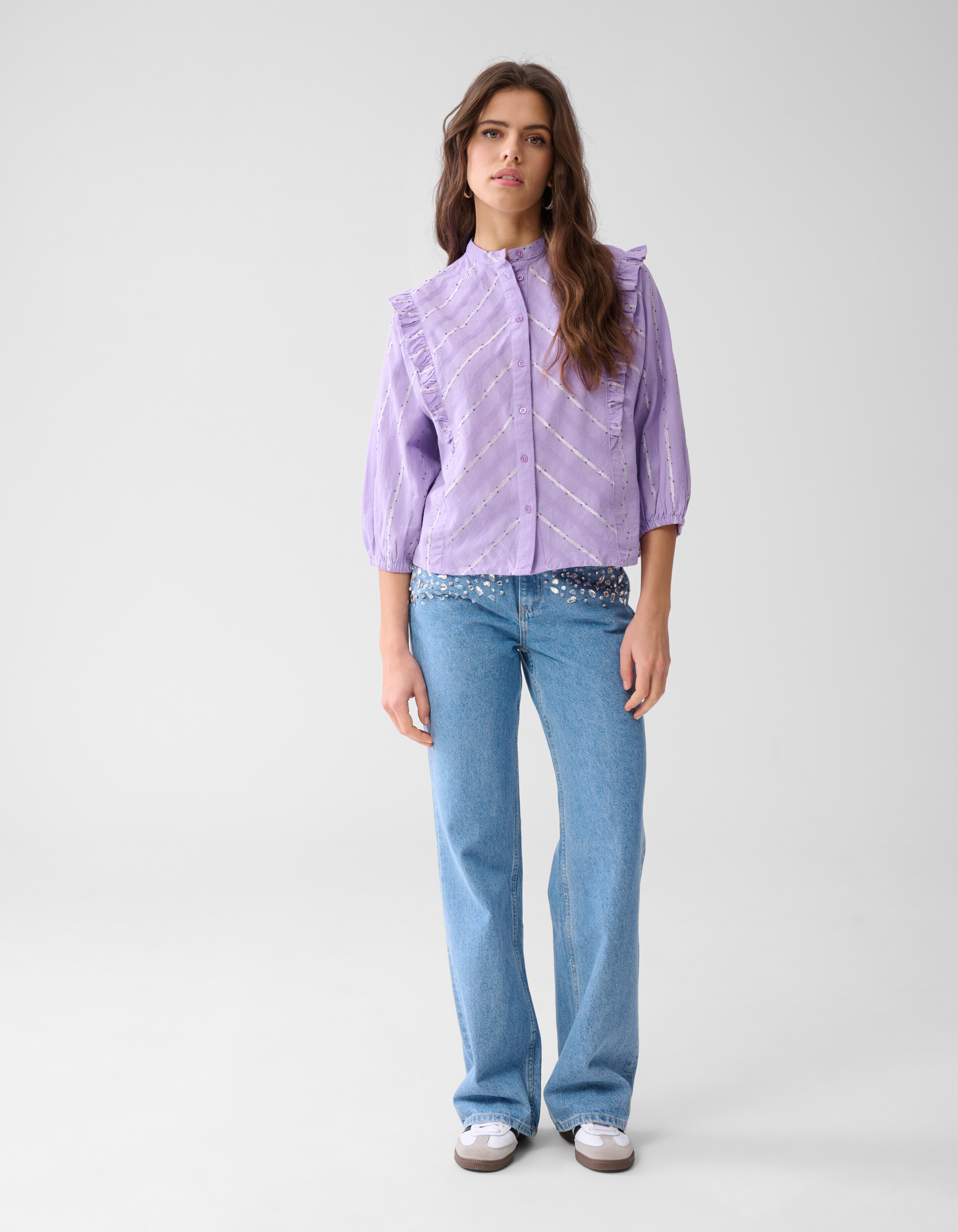 Jacquard-Rüschen-Bluse Hellviolett SHOEBY WOMEN
