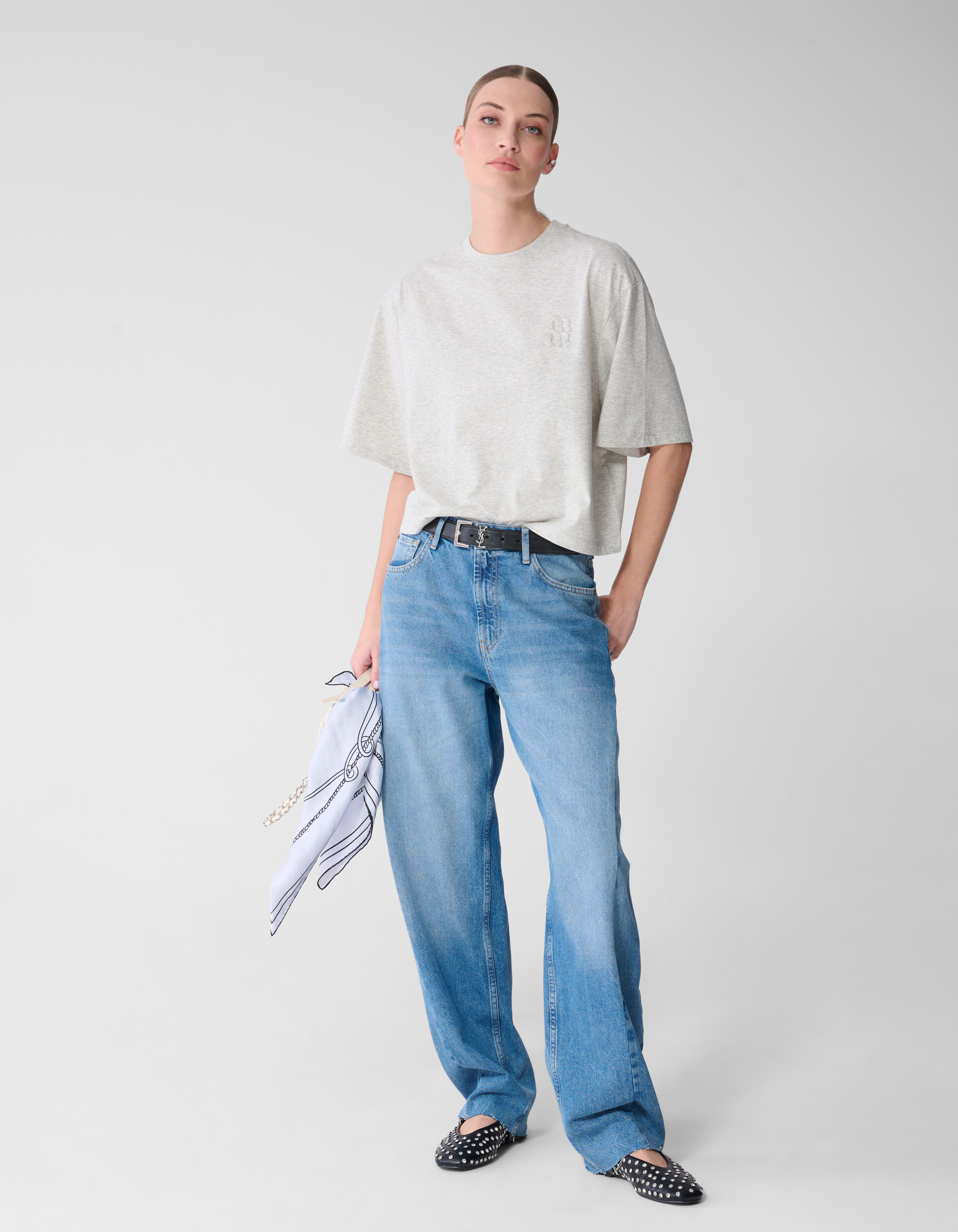 Oversized Logo T-Shirt Hellgrau Von Mieke SHOEBY WOMEN