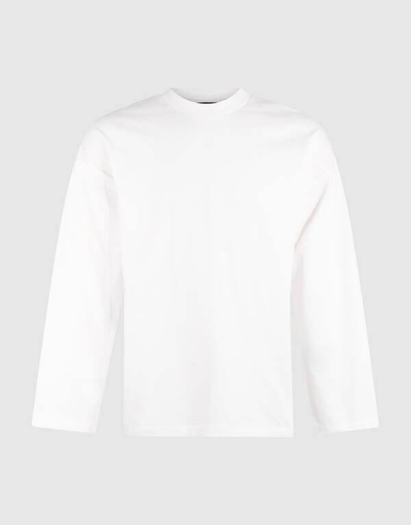 Basic-T-Shirt mit langem Arm im Relaxed-Fit wei&szlig; SHOEBY MEN