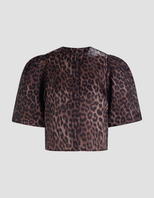 Puff Leopard Bluse Dunkelbraun SHOEBY WOMEN