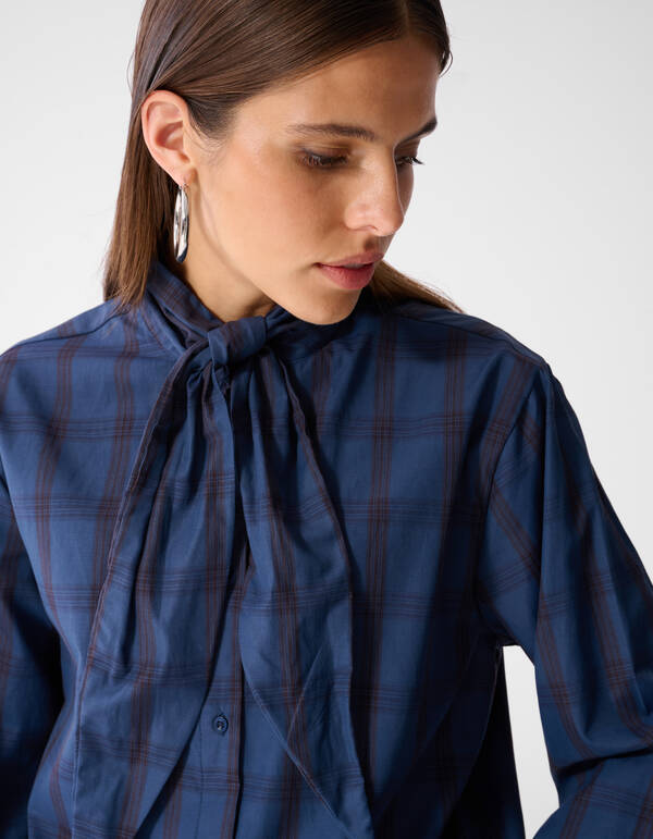 Bluse im Oversize-Schnitt mit Schal Blau SHOEBY WOMEN